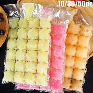 10/30/50pcs Disposable Self-Seal Ice Cube Bags, Easy Fill Funnel Design, Perfect for Homemade Popsicles Fruits Melon Balls, Summer Ice Making