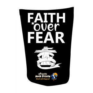 Amputee Sock "Faith Over Fear blk V1", Prosthetic Limb Sock, 3ply Stump Sock