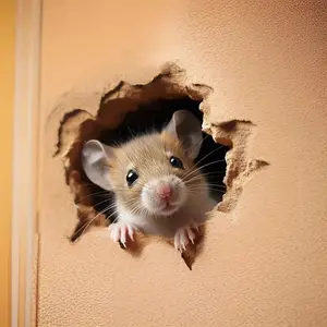 Modern Animal Print Wall Sticker, Mouse Hole Design, Paper Material, Glossy Finish, Self-Adhesive, Reusable, Removable, Plastic Surface Use, Wall Decal