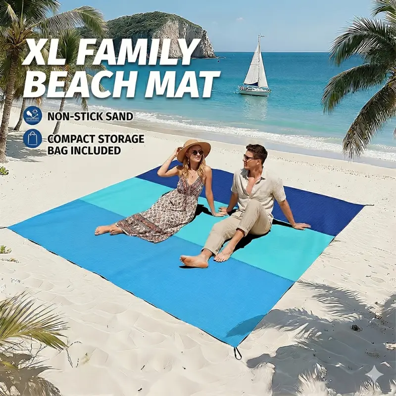 Extra Large Lightweight Beach Blanket | Outdoor Sports Blanket, Outdoor Picnic Mat for 2-8 People, Ideal for Traveling, Camping, and Hiking - Summer Polyester Fabric