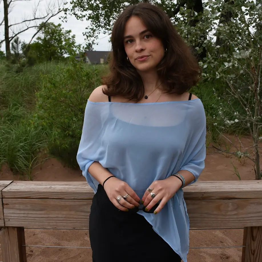 Blue Chiffon Poncho Top