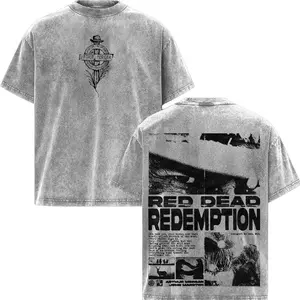 Arthur Morgan Red Dead Redemption 2 Washed Shirt Vintage Retro Oversized Heavyweight Cotton Streetwear Game Graphic Tee Menswear Top Dress Love NQD 1QH T0H