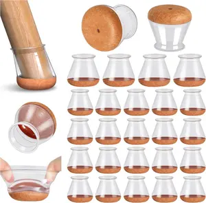 24 Pcs Chair Leg Floor Protectors, Silicone Chair Leg Protectors Caps Covers for Hardwood Floors, Furniture Pads Sliders with Wrapped Felt Bottom Medium (Fit:0.76"-1.18")