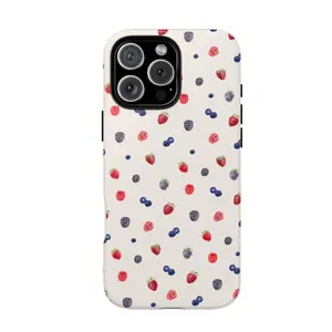 Cute fruit pattern phone case for a lovely afternoon, double-layer protective case, sturdy and durable 2-in-1 protective case, compatible with iPhone 17/16/15/14/13/12/11 Pro Max/Plus/Pro, Samsung Galaxy S25/S24/S23 Ultra series, couple phone case.