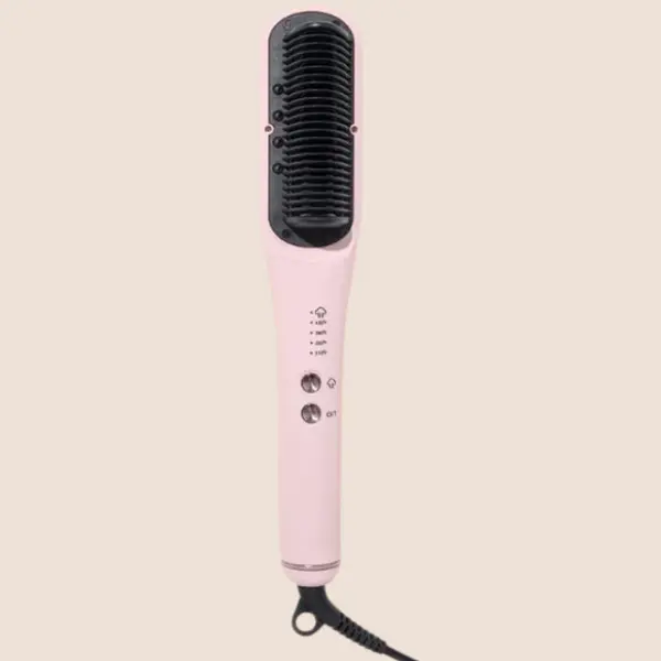 L'ANGE HAIR SteamSmooth Ionic Ceramic Steam Straightener Comb - 310°F Curved Comb Teeth Styling Tool, Coconut Oil Infusion, Frizz Control, 4 Heat Settings, Dual Voltage for Curly/Wavy Hair Adults
