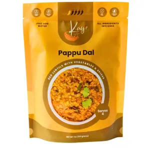 Kay's Curries Pappu Dal Meal Kit with Red Lentils and House-Ground Spice Blend, Vegan and Gluten-Free One-Pot Comfort Food, Allergen-Free and Seed Oil-Free, 4 Servings