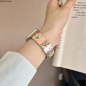 Embossed Dragonfly Pattern Metal Watch Band, Elastic Textured Elegant Wrist Strap, Fit Apple Watch Series 4 to 11 Ultra SE, Chic Fashion Accessory for Daily Casual & Trendy Styling