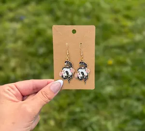 Snake and Skull Earrings |  Gothic Dangle Style (Lightweight, Unique)