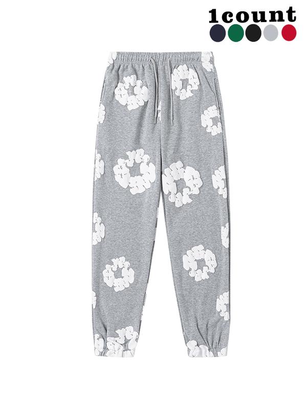 Women's Floral Print Drawstring Waist Sweatpants, Casual Fashion Comfy Warm Jogger Pants for Fall & Winter, Women's Trousers for Clothing Daily Wear, Athleisure Casual Trousers