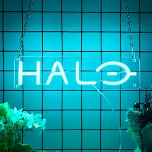 Halo Neon LED Sign, USB Powered Neon Signs for Wall Sign, Game Neon Lights Signs for Game Room, Game Zone, Bedroom, Gifts for Gamer, Ideal Gift for Gamers, Led Night Lights