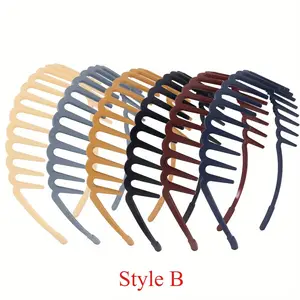 6PCS Women’s Shark Tooth Hairbands - Stylish Wave Design Elastic Plastic Headbands for Thick Hair,Secure Grip Teeth Comb, Fashionable Hair Accessories
