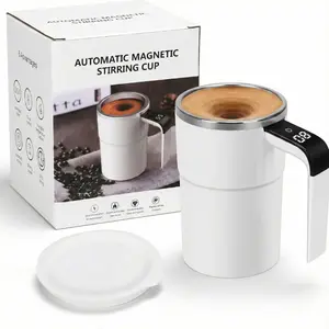 Intelligent Coffee Cup with Lid, 1/3 Counts Automatic Stirring Cup with Temperature Display, USB Rechargeable Stirring Cup for Coffee, Tea, Hot Chocolate, Gift