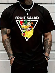 100% Cotton Fruit Salad Yummy Yummy Vegetarian Vegan T-Shirt Women's Men's Graphic Tee Crew Neck summer vacation Tops