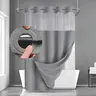 Hookless 1-Piece Waffle Luxe Shower Curtain with Snap-in Plastic Liner, Durable Waterproof Solid Fabric, Drip Dry Hanging Bathroom Accessory for Home, Holeless Water-Resist Modern Bathroom Essential