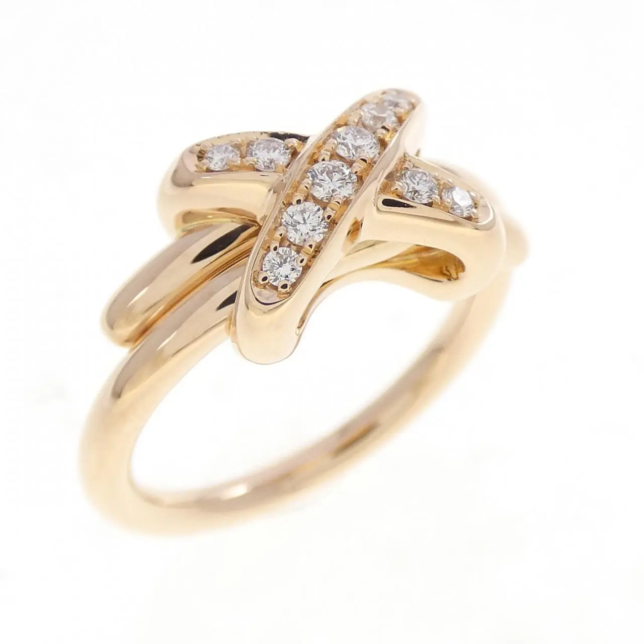 Chaumet Liens 750 Pink Gold Diamond Ring Size 9