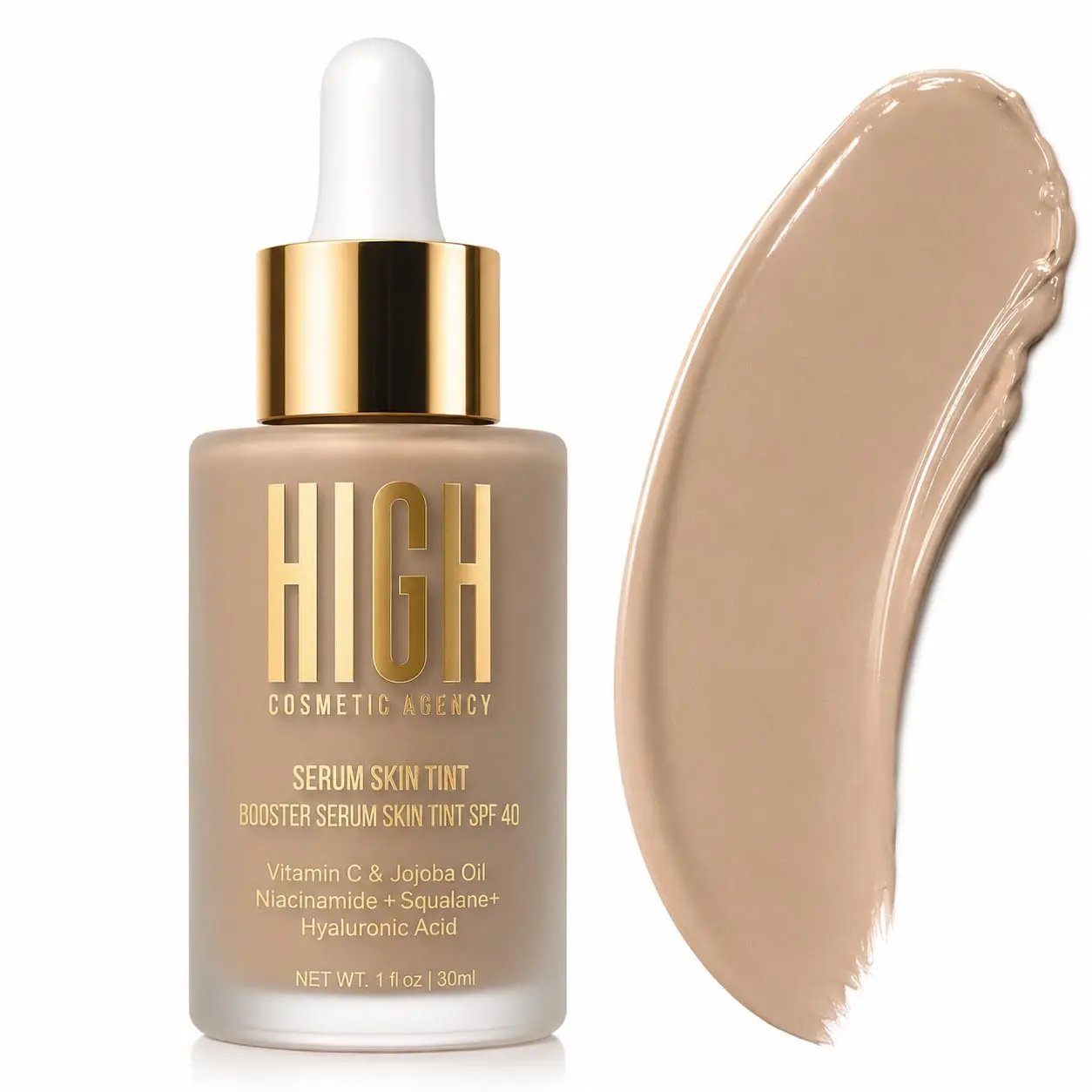 High Cosmetic Agency Booster Serum Skin Tint SPF 40 - Medium Sage | Tinted Moisturizer with Niacinamide, Vitamin C & Hyaluronic Acid | Medium Neutral