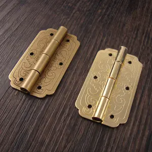 Vintage brass flat hinges, mini folding hinges for suitcases, pure copper hinges for cabinet doors, furniture hardware
