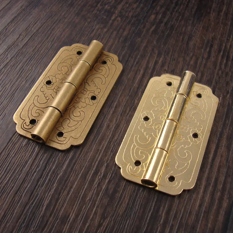 Vintage brass flat hinges, mini folding hinges for suitcases, pure copper hinges for cabinet doors, furniture hardware
