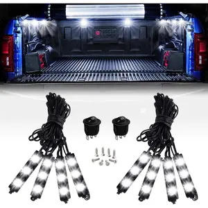 Nilight - TR-08 8PCS 24LED Rock Light for Cargo Truck Pickup Bed Off Road Under Car Side Marker LED Rock Lighting Kit w/Switch White Lightbar