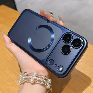 New Titanium Blue Magnetic Lens Film Case for iPhone 17 Pro Max/17 Air/17 Pro/17, Wireless Charging, High-End Protection, Anti-Drop Thin Shell, Shockproof Phone Cover