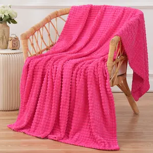Premium quality Microfiber soft cozy throw Blanket puffy solid color multiple functions Home Decor Bedding Travel Lightweight