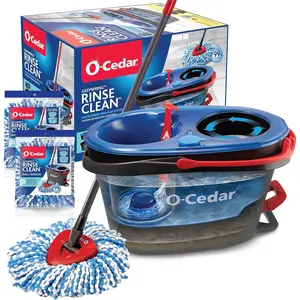 O-Cedar RinseClean Spin Mop & Bucket System + 2 Extra Mop Heads| Clean with Clean Water | Removes 99% of Bacteria