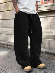 Men's Letter Print Pants, Regular Fit Casual Street Pants for Spring & Fall, Fashion Men's Bottoms for Daily Wear
