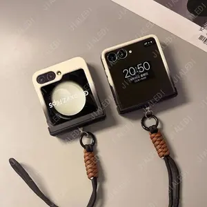 Adjustable Strap Color Collision Hinger Phone case For Samsung Galaxy Z Flip 7 6 5 4 3 flip6 zflip7 Cover