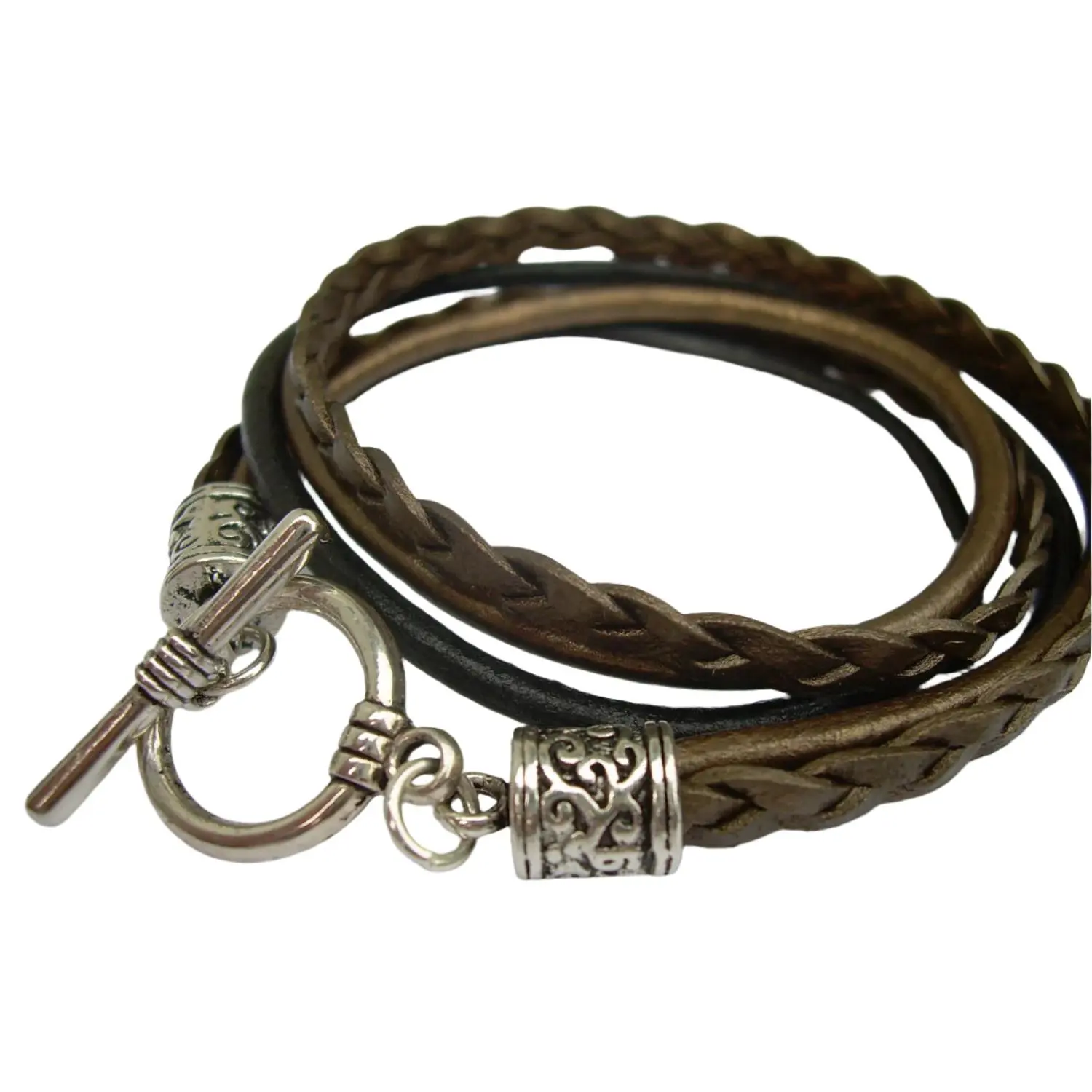 Leather Bracelets for Women, Leather Wrap Bracelet, Womens Bracelet, Leather Bracelet, Metallic Bronze and Black, Womens Jewelry,  Leather
