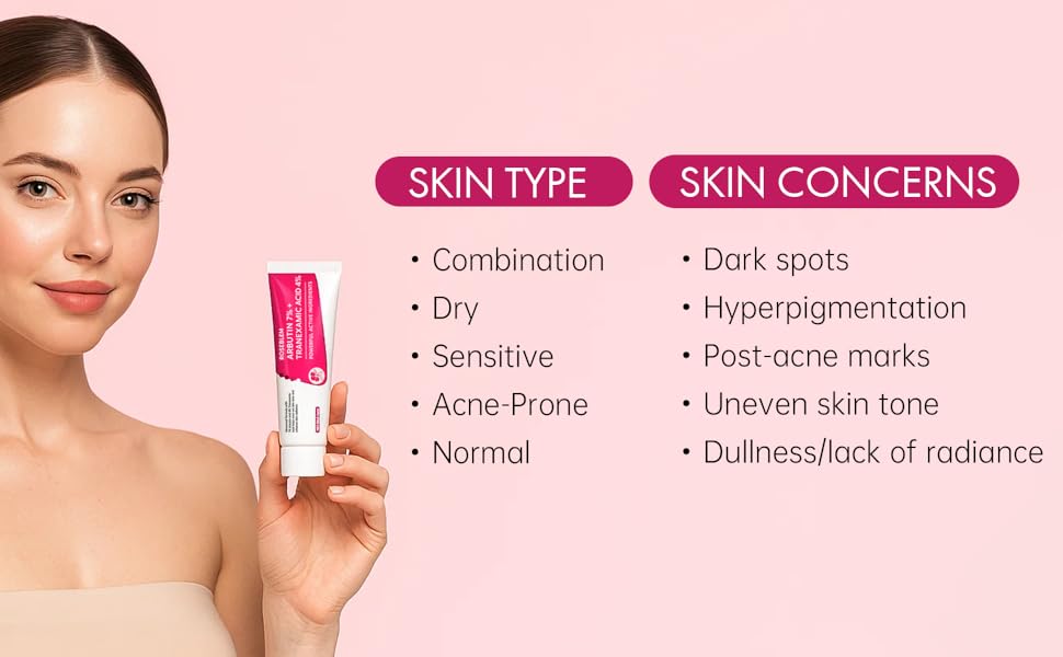 Roseblem 7% Arbutin +4% Tranexamic Acid Cream, 70,000ppm Arbutin and 40,000ppm TXA for Dark Spots Freckles Blemishes & Pigmentation 50ml  Glowing Face