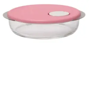 Crystalware Transparent with Pink Seal Round Crystalware 800ml Microwave & Freezer Safe for Enhanced Dining Experience
