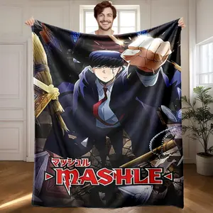 1 piece Magic and Muscle: An Isekai Adventure "MASHLE" themed flannel blanket - Oversized comfortable flannel sofa blanket, suitable for beds and sofas, modern geometric pattern design, all-season use, digital printing, 100% polyester material
