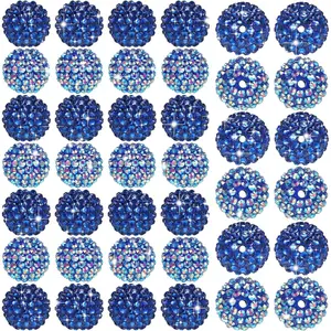 40 count 20 mm Rhinestone Beads Bulk  Round Disco Ball Chunky Bubblegum Beads for Pens Bracelets Charms Craft European Style  Making Supplies Christmas(Dark Blue)