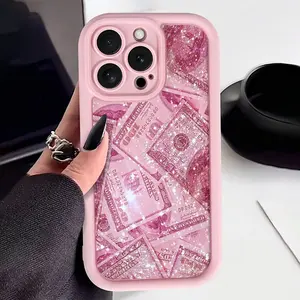 1pcs New fashion pink glitter dollar pattern phone case for iPhone 16 pro/16Pro Max/16 plus/15 Plus/15 pro/15pro max/14 Pro/14pro max/14 plus/13 pro/13pro max/12 pro max/11 Pro Max/11pro, They are great gifts for girlfriends, family