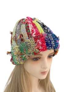 Women's Fashion Street Style Knit Hat with Tassels, Tassel Details, Colorblock Design, Fall & Winter Warm Beanie Cap, Casual Daily Wear Accessory, Fitted Style, Knit Fabric, Chic Streetwear