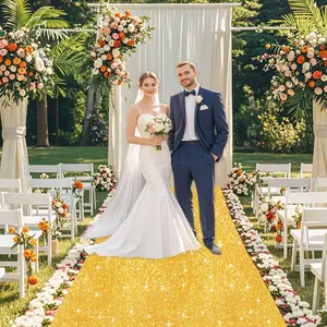 Aisle Runner for Wedding Ceremony 4FTx15FT Glitter Aisle Runners Sparkle Carpet Runner for Parties Outdoor Wedding Walkway Rug for Birthday Reception Prom Decorations
