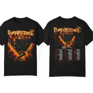 Evanescence 2026 North American Tour T-Shirt – Flame Logo Band Graphic Tee, Unisex Rock Shirt for Men Women