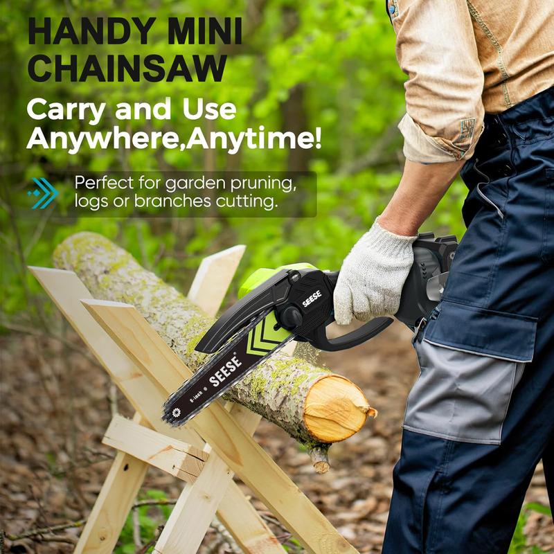 SEESE Brushless Mini ChainSaw - Portable Electric Cordless Saw for Wood Cutting, Batteries (2000mAh) ,Pruning, Gardening, Camping - Suitable for Seniors, Women Perfect Christmas & New Year Gift Idea SEESE Brushless Mini ChainSaw - Portable Electric Cordless Saw for Wood Cutting, Batteries (2000mAh) ,Pruning, Gardening, Camping - Suitable for Seniors, Women Perfect Christmas & New Year Gift Idea