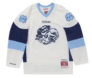 Supreme Mitchell & Ness UNC NCAA Hockey Jersey University Blue White