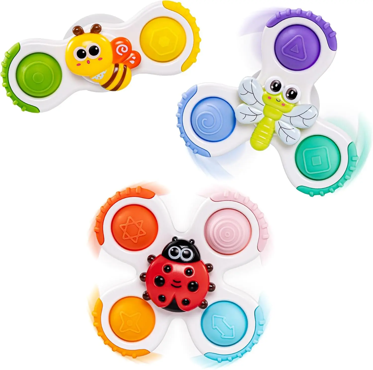 Baby Insect Suction Cup Spinner Travel Toys for Kids Ages 1-3, Fidget Spinner Toys for 1 Year Old Boy Girl 12 Months, Sensory Bath Toy for Toddlers Infants Birthday Gifts