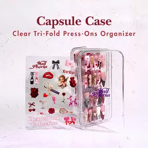 NailPhoria Capsule Case – Clear Tri-Fold Press-On Nail Organizer | Holds 12 Sets