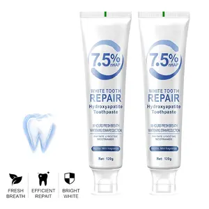 2Pcs7.5% hydroxyapatite, premium formula, teeth whitening and repairing toothpaste, effectively protects tooth enamel. Refreshing mint flavor, suitable for daily oral care.
