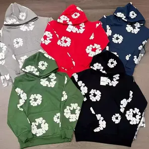 Wreath Hoodie Black, Denim Inspired Long Sleeve Outfit, outdoor sports like hiking, running, and cycling Great for lounging at home or casual outings trendy spring outfit