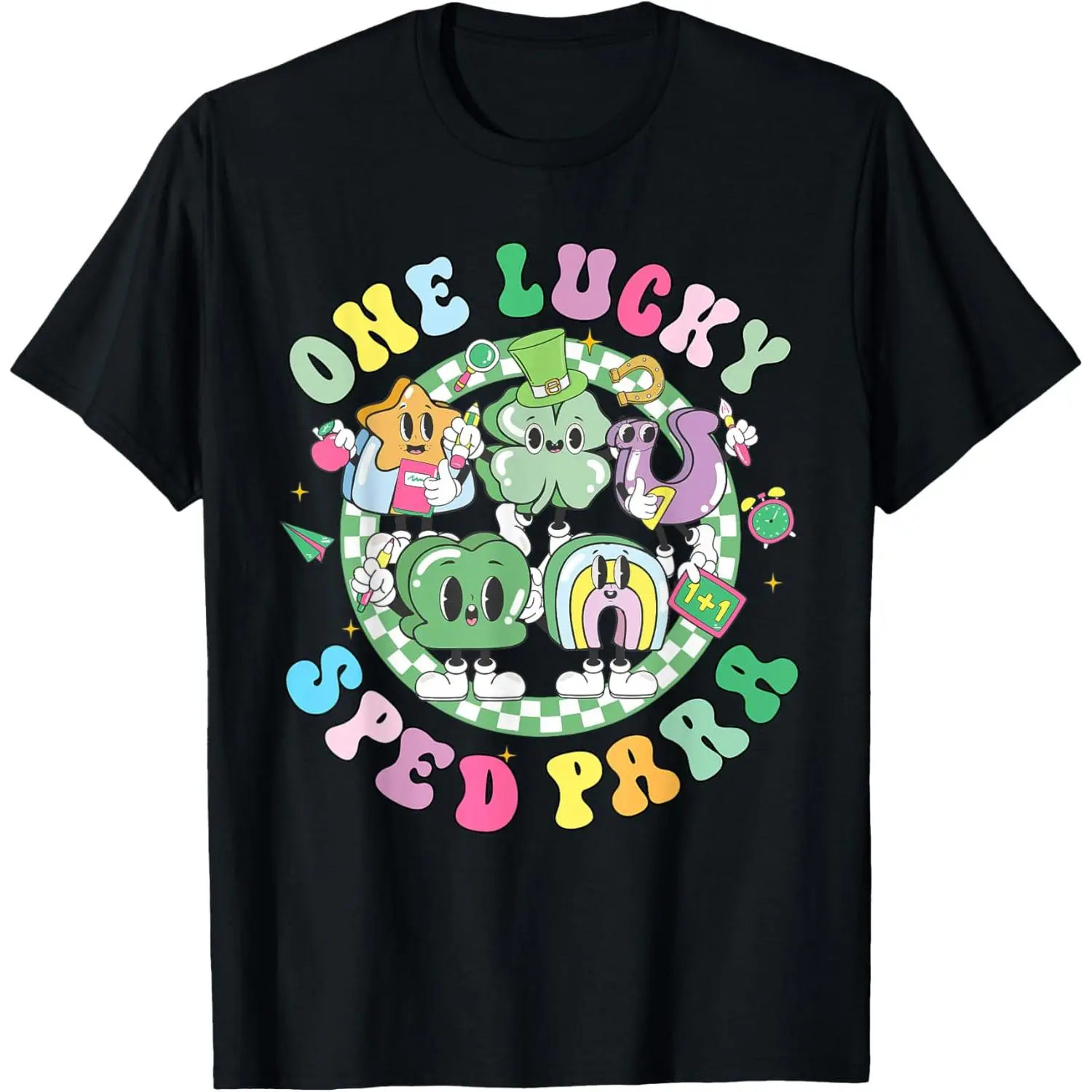 One Lucky Sped Para Rainbow St Patricks Day Shamrock Unisex T-Shirt, Ladies T-Shirt, Sweatshirt, Hoodie