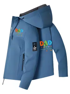 Men's Caterpillar Pattern Hooded Windbreaker Jacket, Waterproof Casual Outerwear, Spring & Fall Fashion, Daily Wear