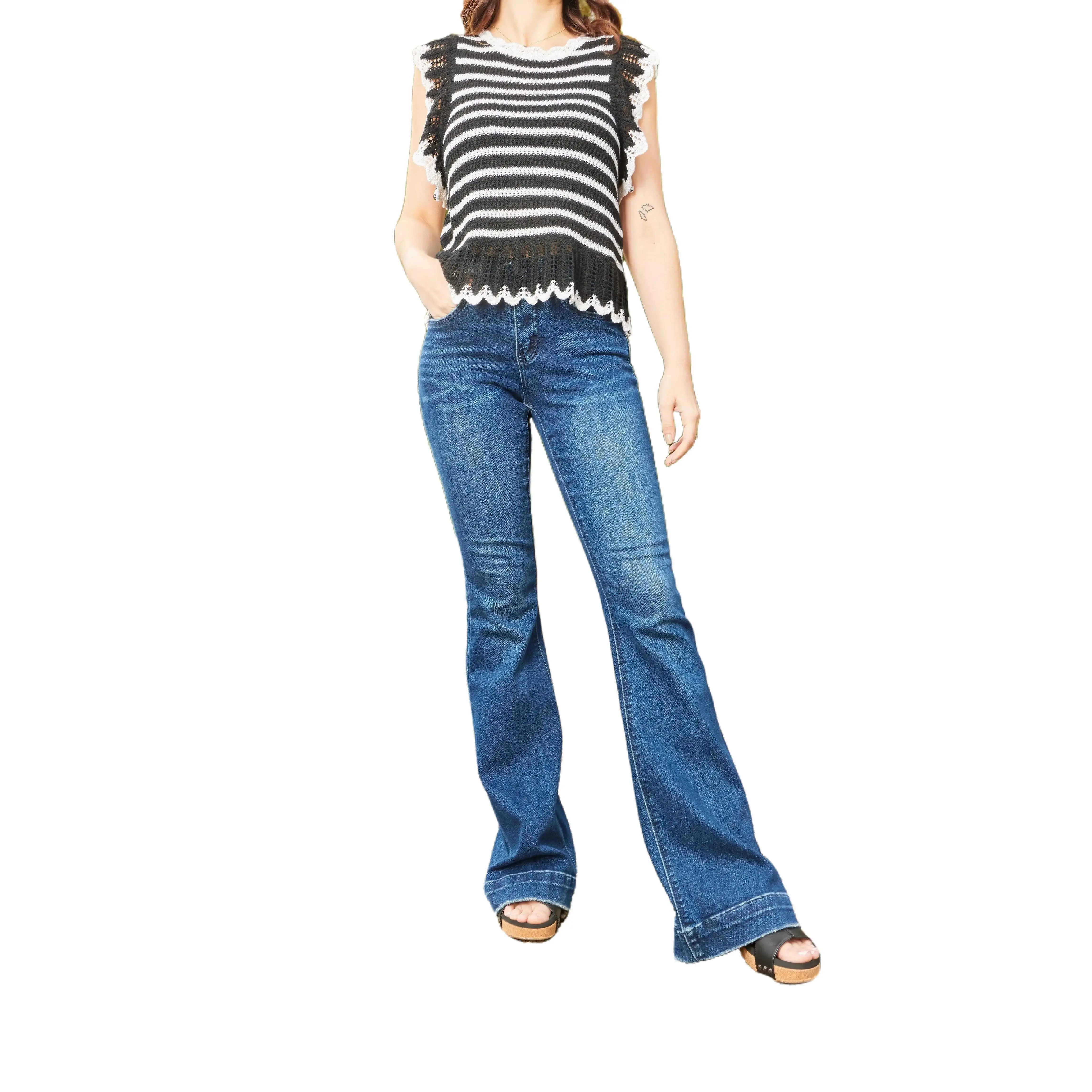 3 LENGTHS The Gwen from Lovervet: Mid-Rise Tummy Control Flare Denim Fit Jean Womenswear Bottom