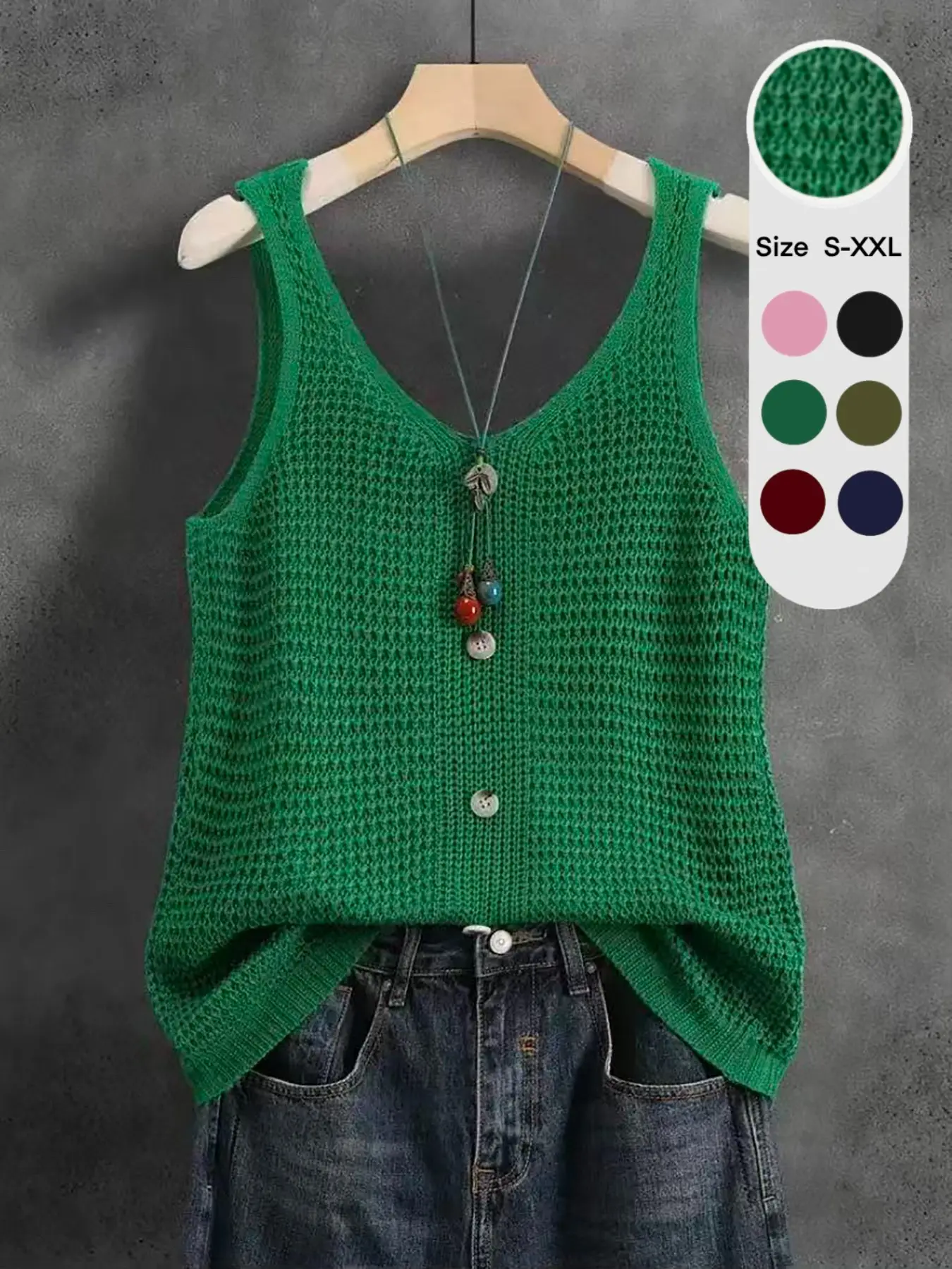 Women's Sleeveless V-Neck Knit Top, Sleeveless Tops, Summer Knitted Outerwear with Comfortable Loose Fit, Elegant Casual Design, Breathable Mesh Vest Womenswear Elegance