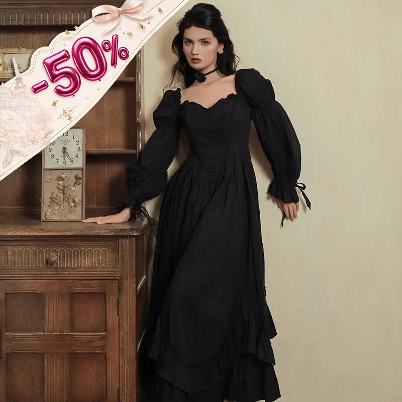 Moonlit Mourning Corset Dress-LuminaVenus Dresses Summer Graduation Party Evening Dress Women's Elegant Off-the-Shoulder Long Sleeve Classy & Flowy Birthday Party Cotton Outfits Formal Evening Gowns Baby Shower Woven Black Women Long Sleeveless Dress