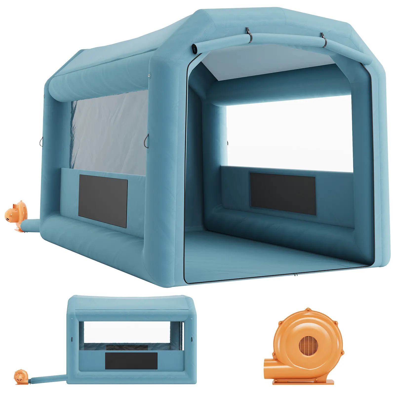 Inflatable Paint Booth, Multiple Sizes Inflatable Spray Booth, High Powerful Blower Spray Booths Tent, Car Paint Tent Air Filter System for Car Parking Workstation Motorcycle Garage