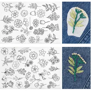 50 count Water Soluble Stabilizer Wash  Hand Sewing Stabilizers   Machine Embroidery Stabilizers with Flower Patterns for Embroidery Hand Sewing Lover ()